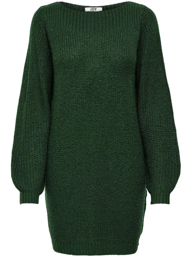 JDY JDYWHITNEY MEGAN L/S BOAT DRESS KNT NOOS - Dames - Mini jurken forest night