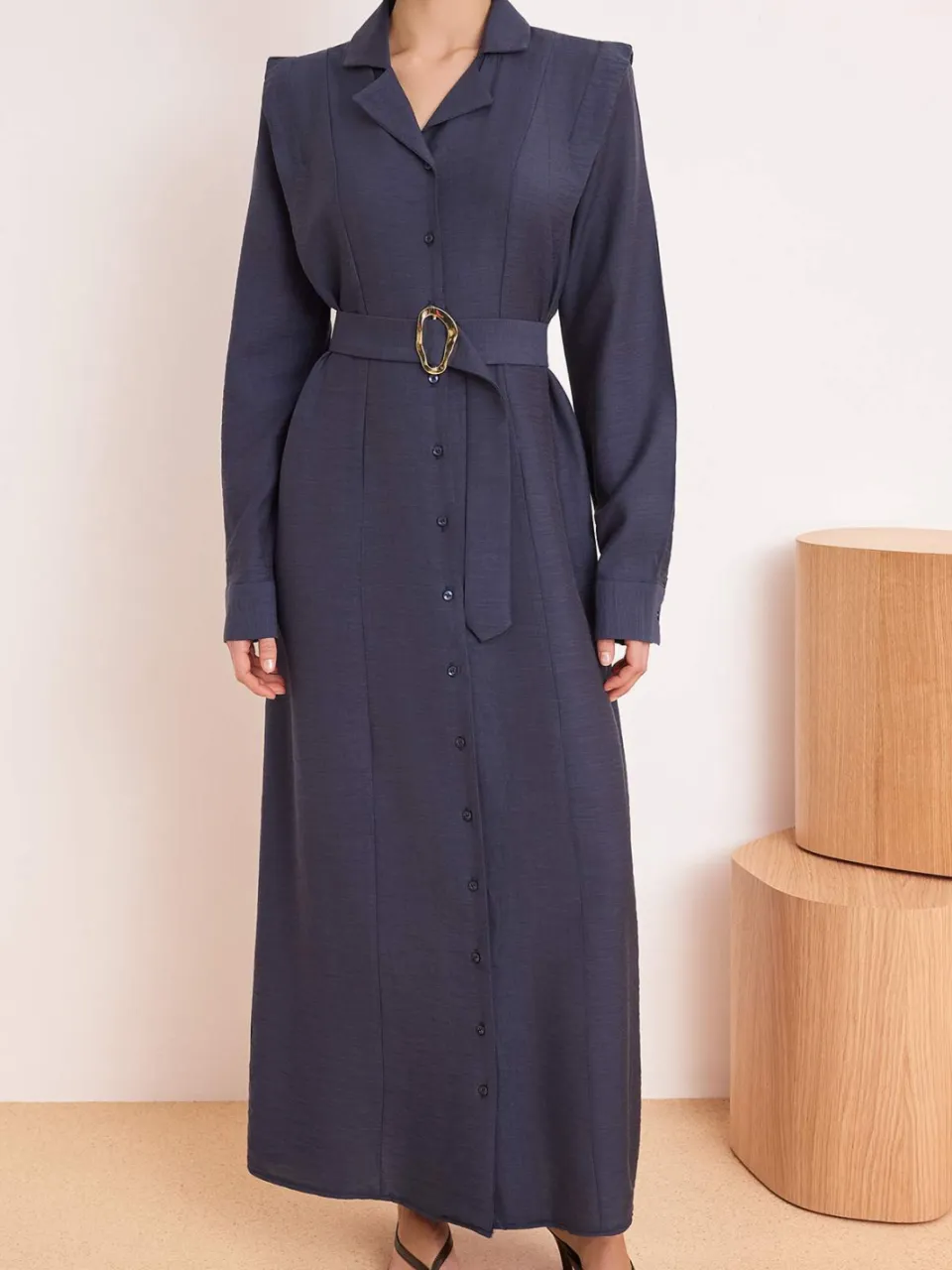 Turkishsouq Marineblauwe platte maxi-jurk voor dames, geschikt voor casual/dagelijks gebruik met hijab., foto 2