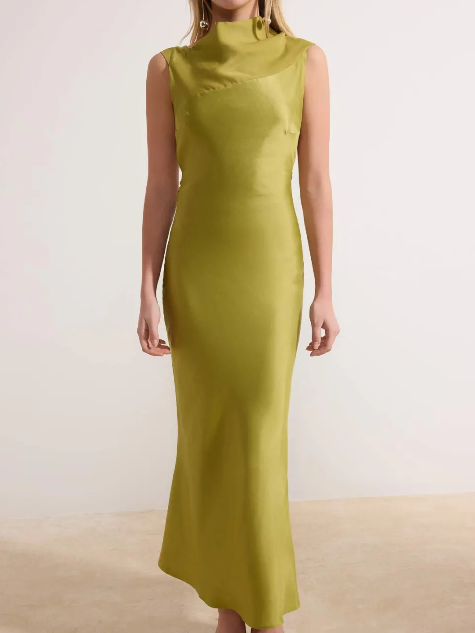 Trendyol TRENDYOLMİLLA Dames Groen Effen Maxi Mouwloos Stijlvol/Avond Recht Jurken