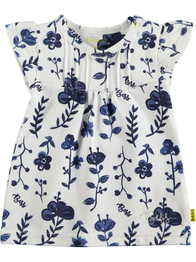 B.E.S.S. BESS - Zomerjurkje wit met blauwe bloemen