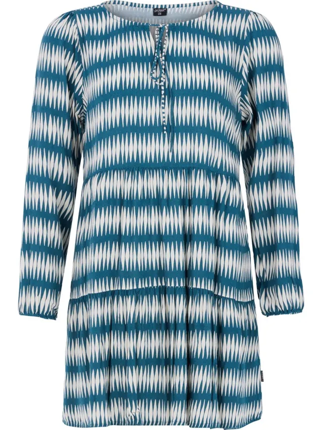 Protest Prtjess – A-lijn jurk Dames – Lange mouwen – Zomerjurk – Mini jurk Raku Blue