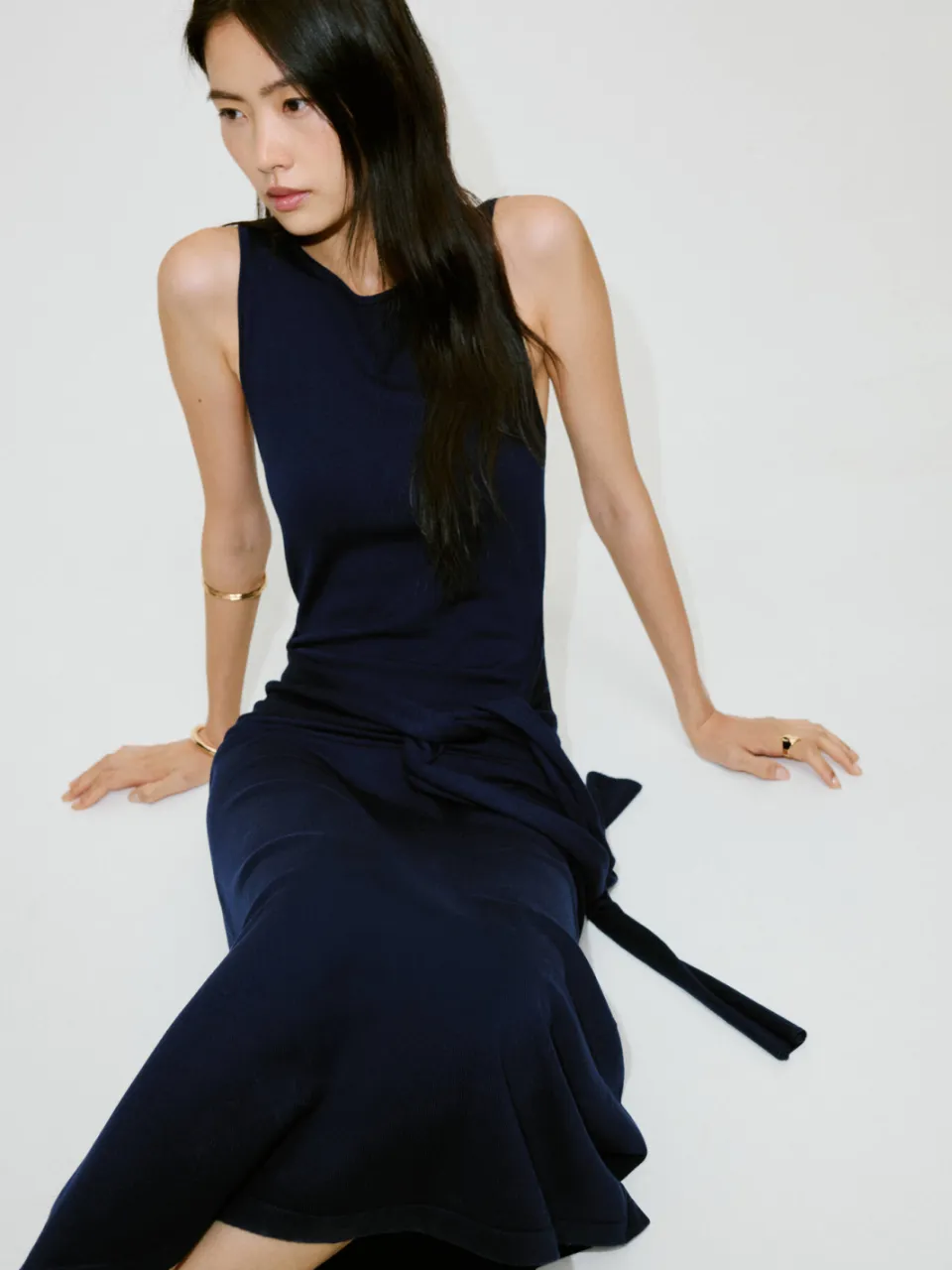Mango midi jurk - marineblauw