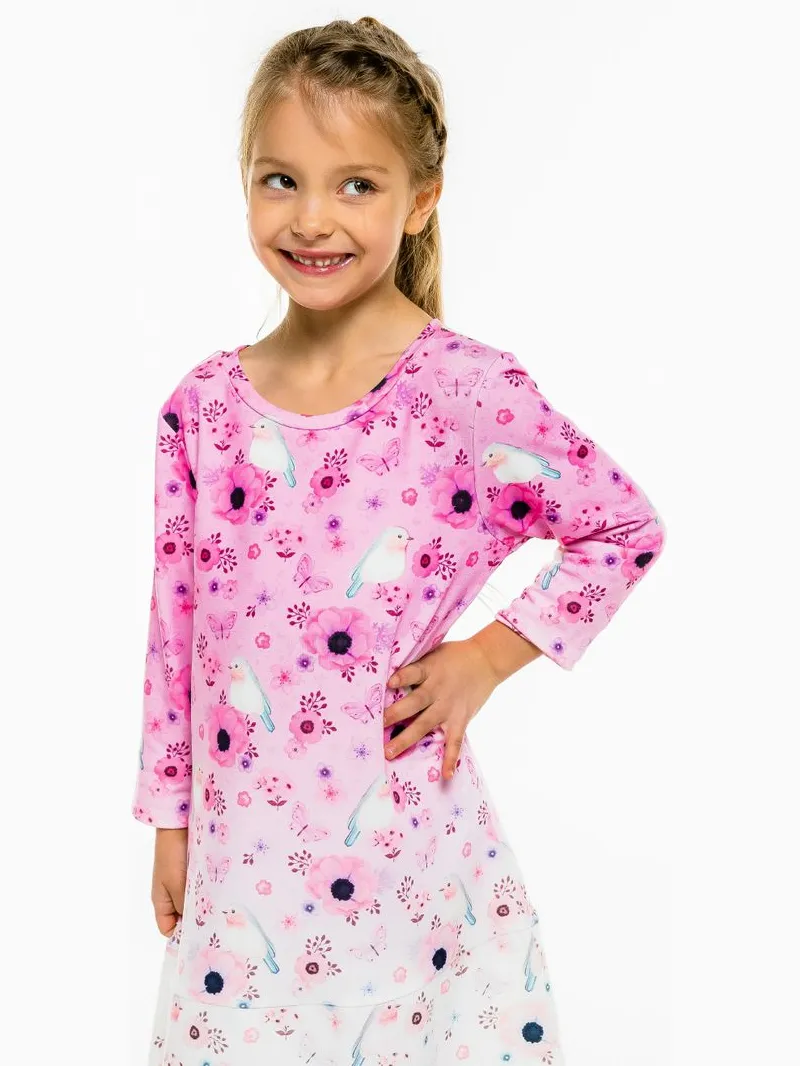Mr. Gugu & Miss Go "Robin Pattern" Jurk met lange mouwen Roze