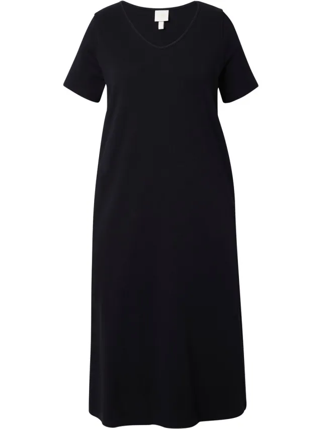 Ulla Popken Dames - Maxi jurken - Zwart - Maat 46+