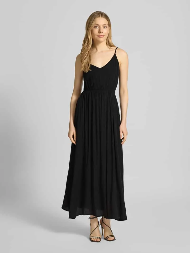 Ichi Midi-jurk van viscose met diepe ruguitsnijding Zwart