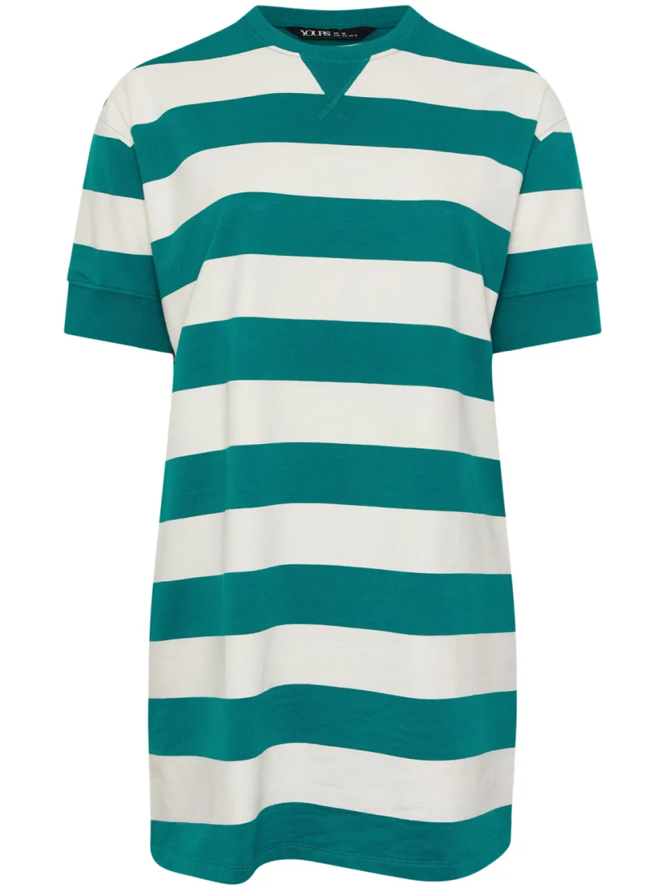 Yours Tealblauwe En Witte Gestreepte Tshirtjurk, foto 4