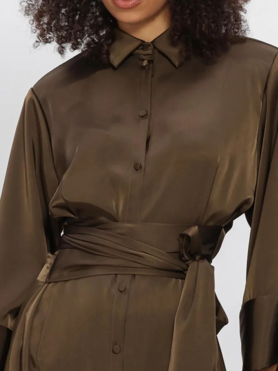 DANTE6 Dames Jurken Noanne Satin-wrap Dress - Donkergroen, foto 4