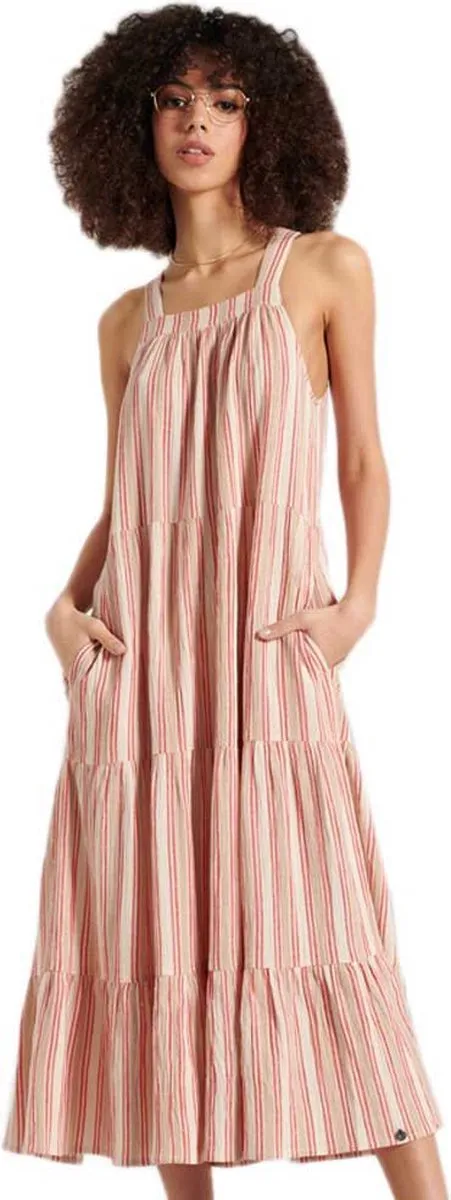 Superdry Sleeveless Embroidered Jurk Roze S Vrouw