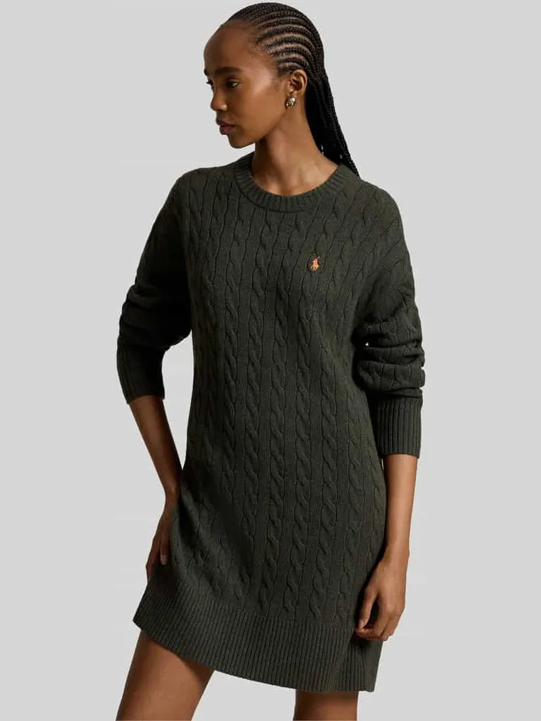 Polo Ralph Lauren Vloeiende vrijetijdsjurk van mix van wol en kasjmier Olijfgroen