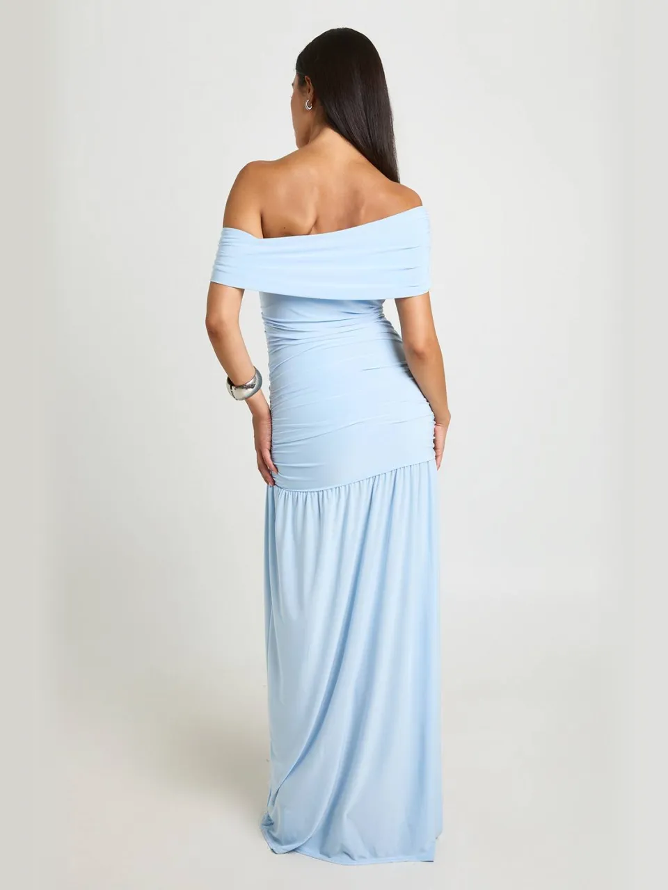 boohoo Dames Soft Touch Maxi Jurk Met Gedrapeerde Schouders pastelblauw, foto 2