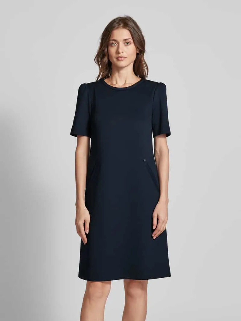 Marc Cain Knielange jurk met steekzakken Marineblauw