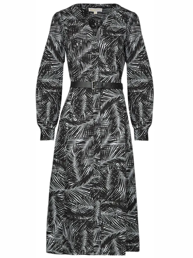 MICHAEL Michael Kors Lange Jurk MICHAEL Michael Kors SONORAN PALM KATE DRS Zwart