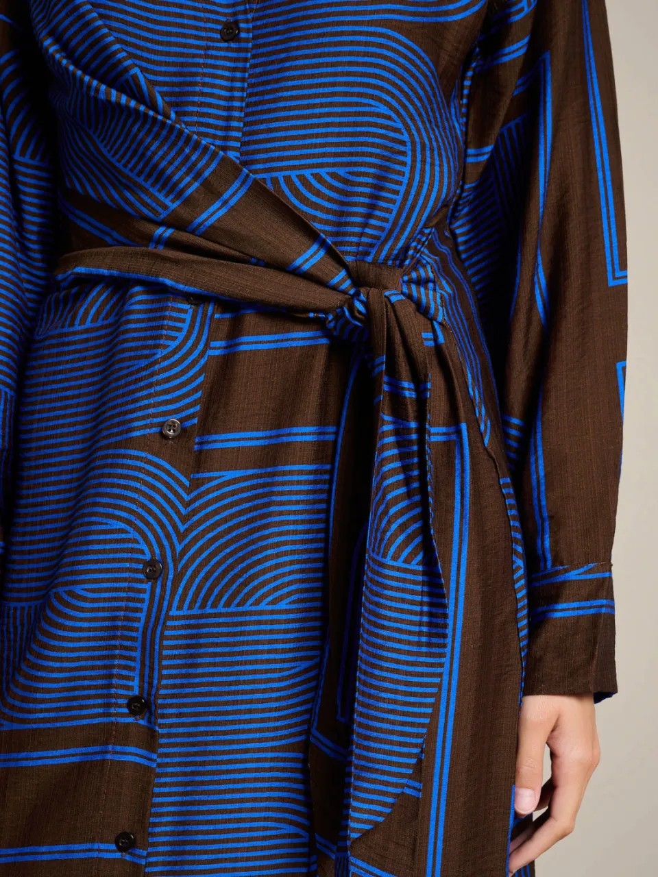 LOLALIZA midi blousejurk - blauw/bruin, foto 6