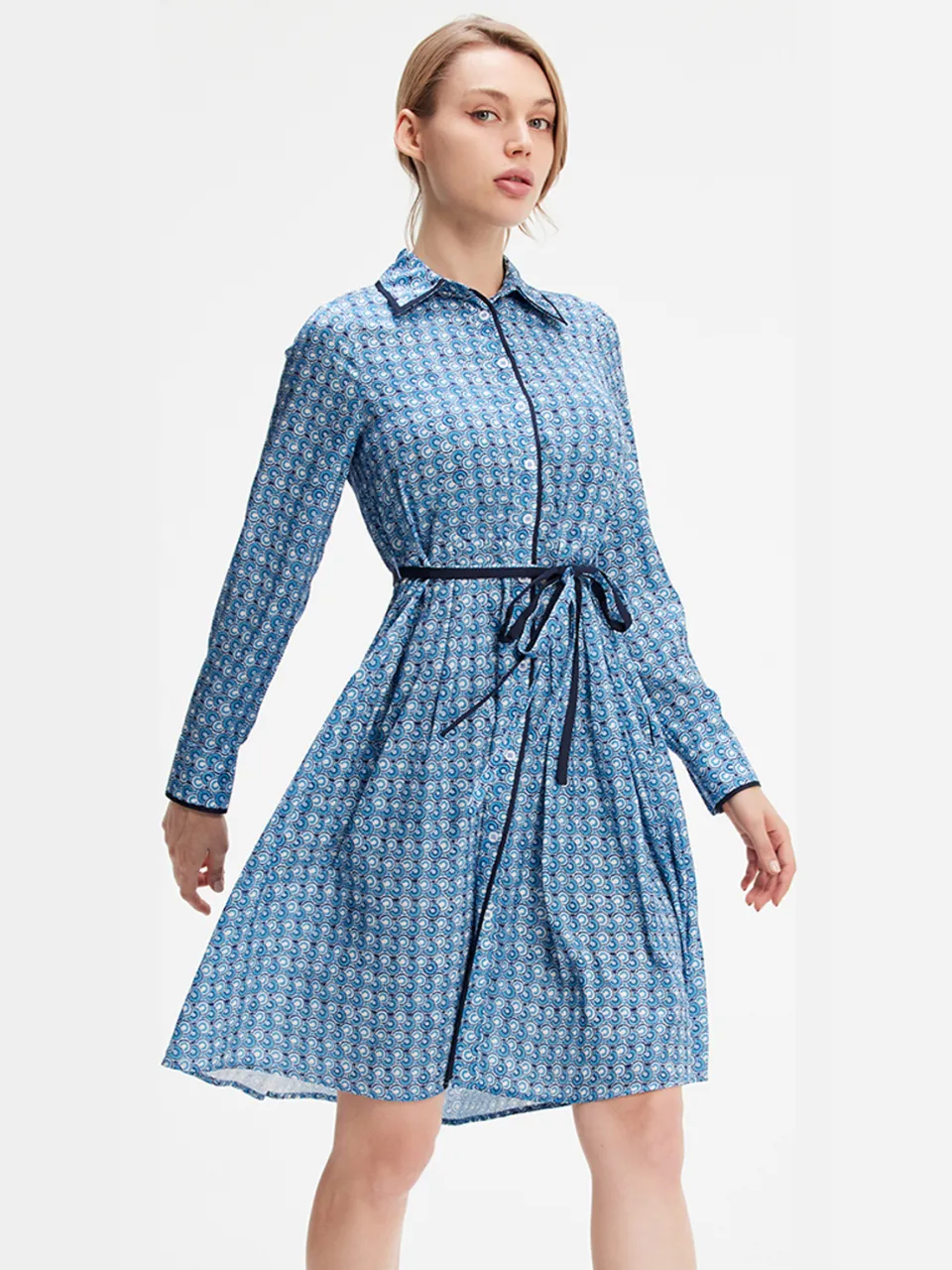 Smart & Joy Geometrische printshirtjurk blauw, foto 2