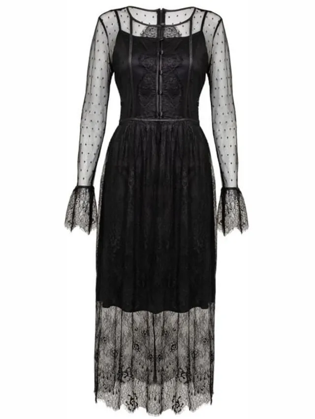 Hell Bunny DARK KNIGHT DRESS Dames Midi-jurk - zwart