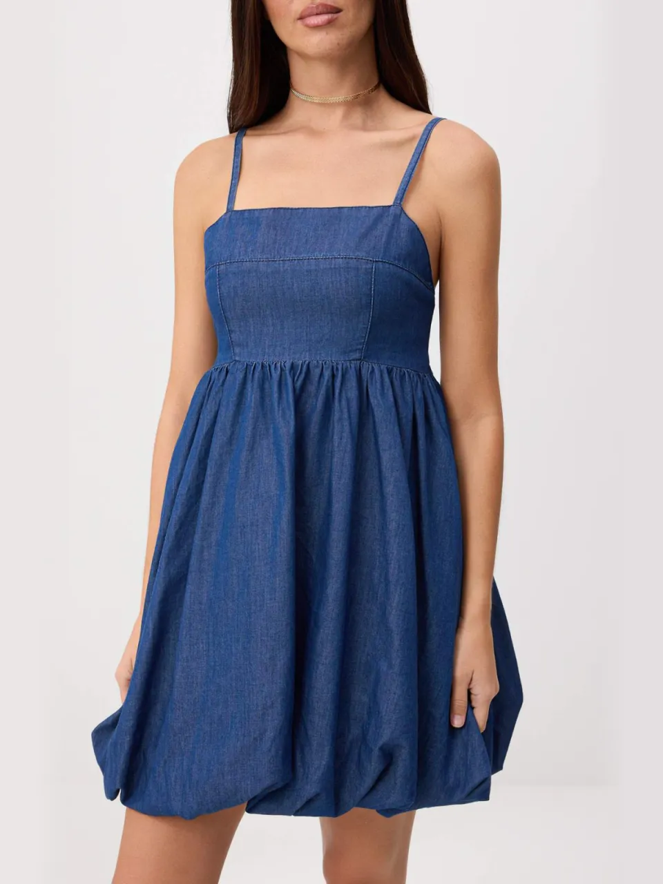 Trendyol TRENDYOLMİLLA Dames Blauw Effen Maxi Mouwloos A-lijn Jurken, foto 2