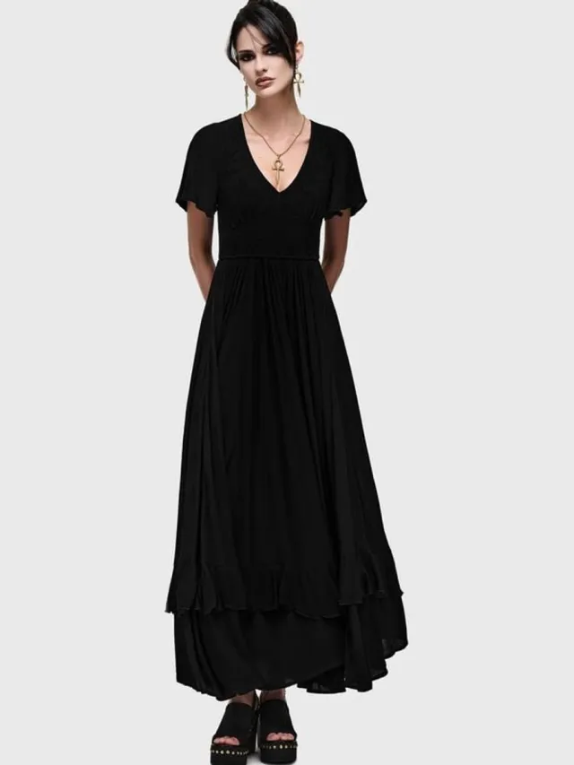 Killstar Veil Of Dawn - Lilith Of The Night Maxi Dress Dames Maxi-jurk - zwart