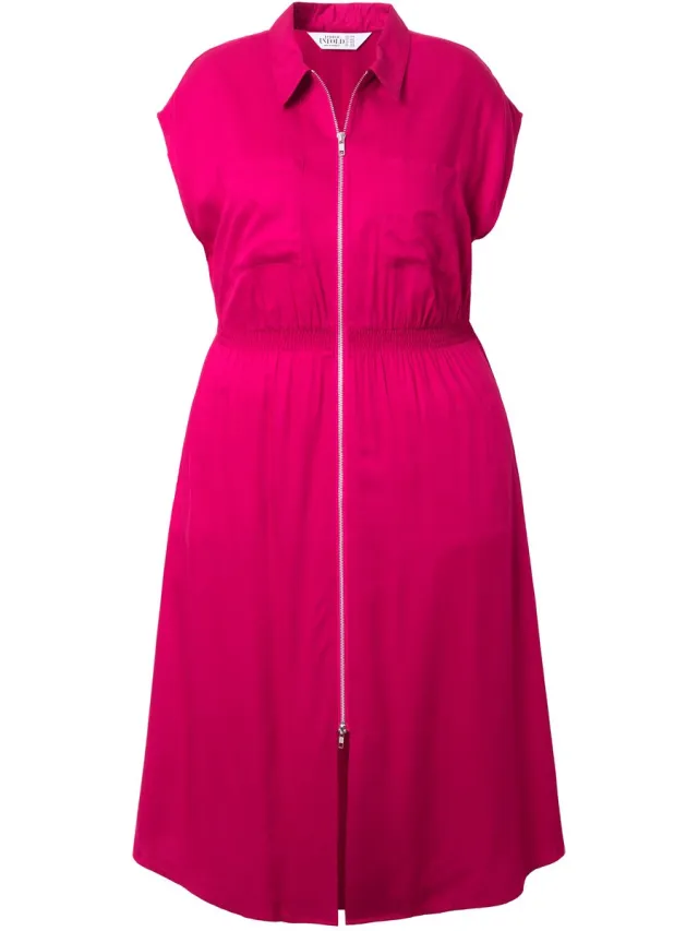 Studio Untold Dames - Maxi-jurk A-lijn rits - Roze rood - Maat 54+