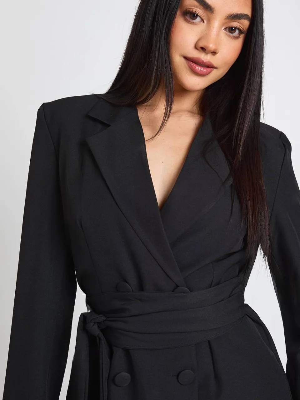 boohoo Dames Obi Strikceintuur Getailleerde Blazer Jurk zwart, foto 4