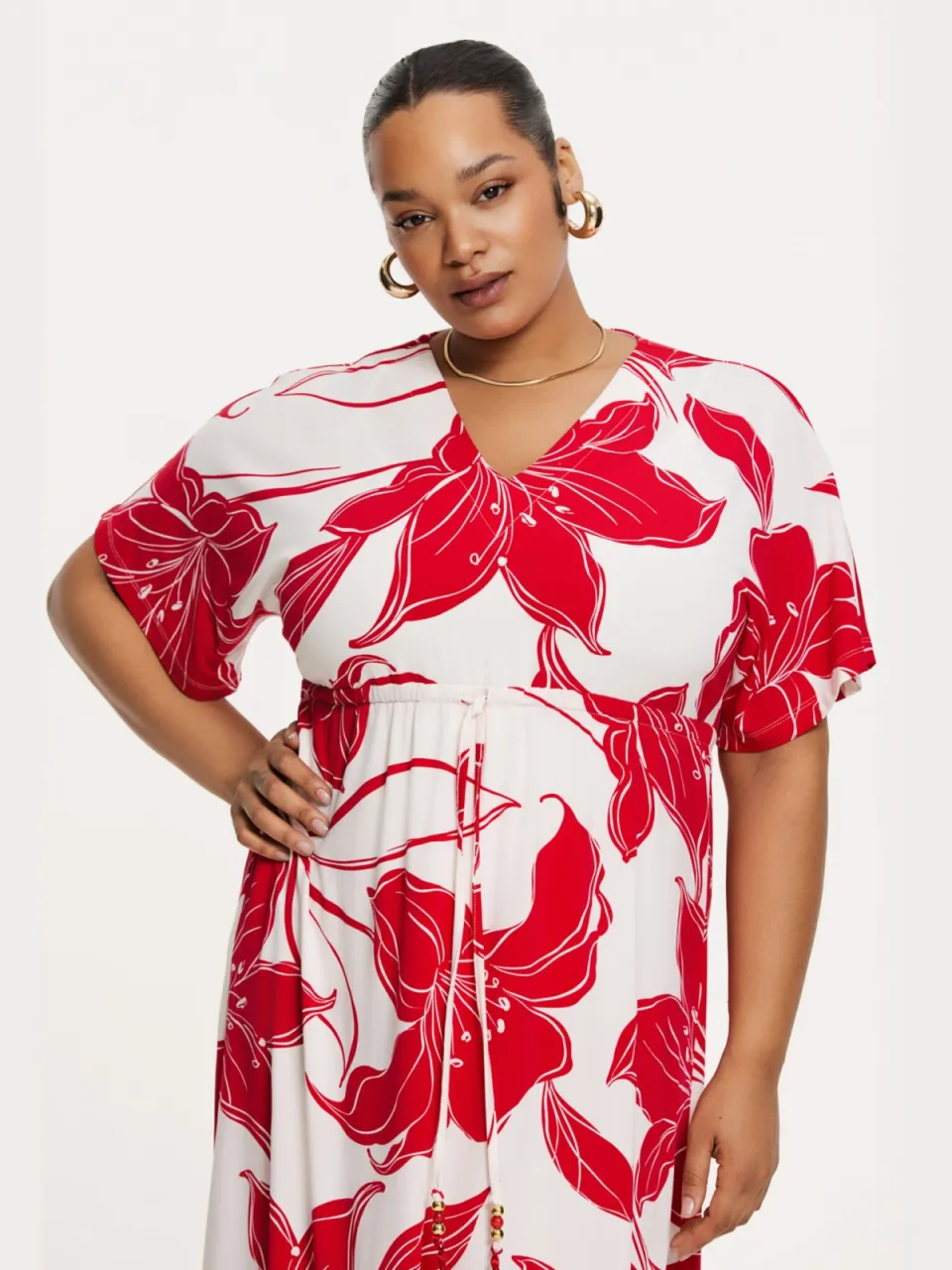 Yoek Maxi-jurk LILY | Rood, foto 3