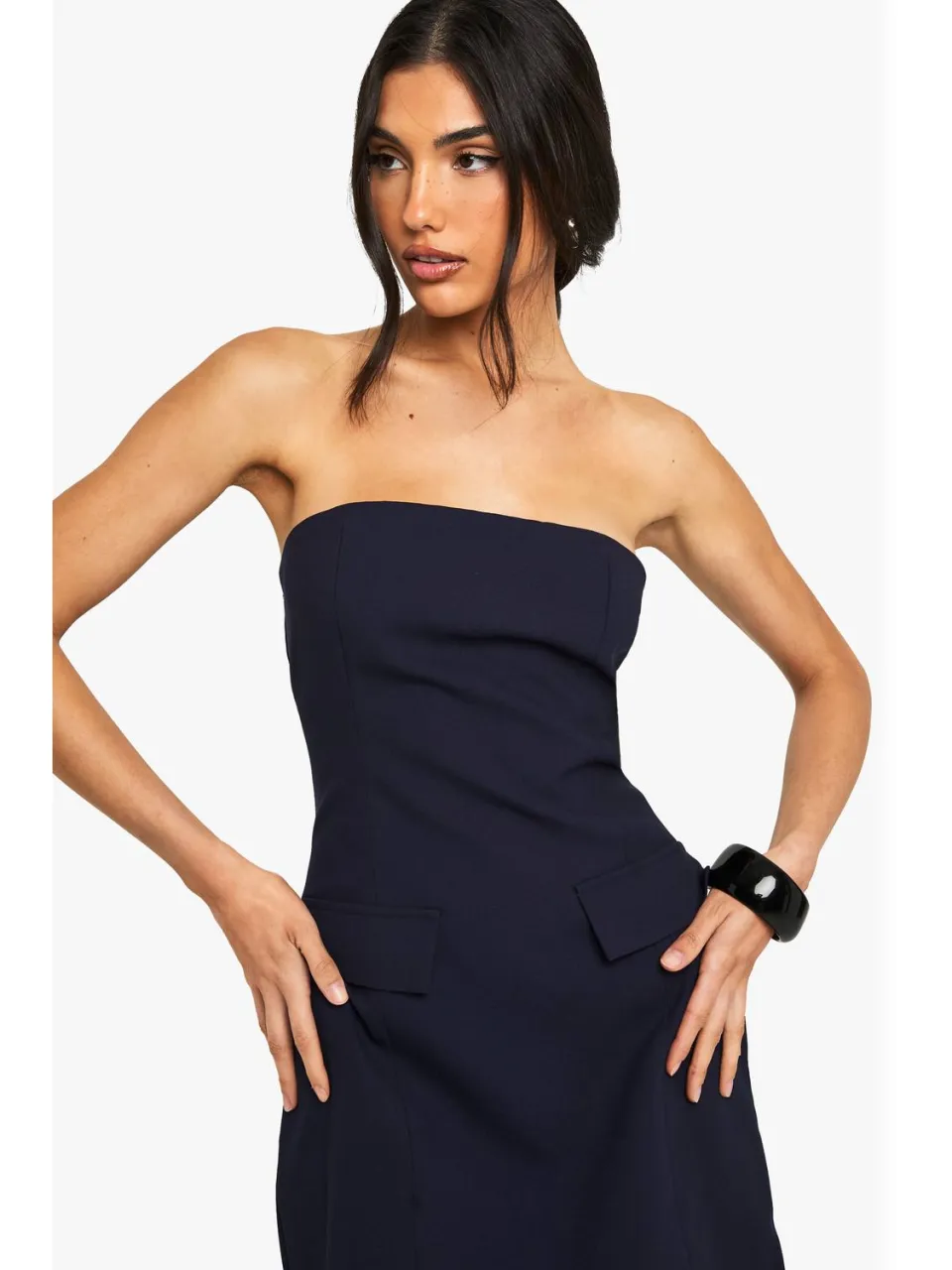 boohoo Dames Bandeau Getailleerde Mini Jurk marineblauw, foto 2
