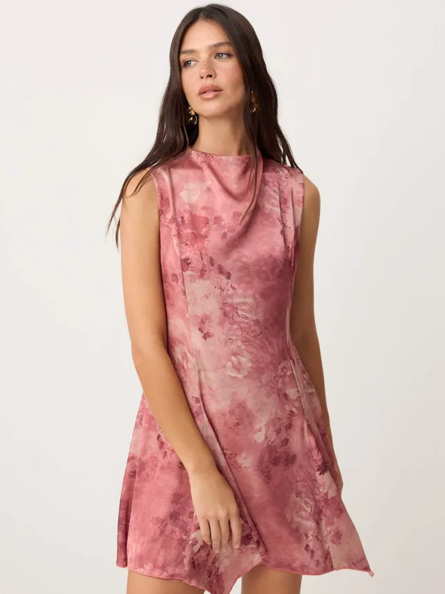 Trendyol TRENDYOLMİLLA Dames Meerkleurig Abstract Kort / Mini Mouwloos Asymmetrisch Jurken Veelkleurig