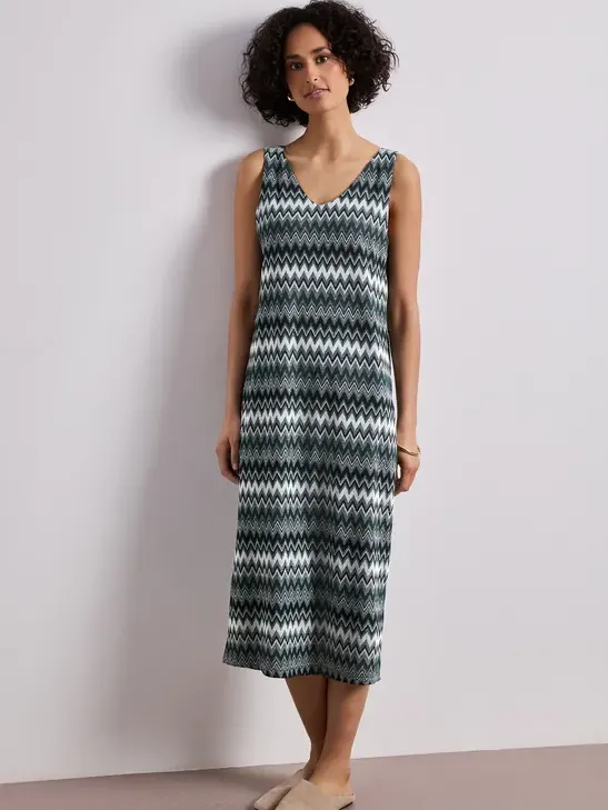Street One Midi-jurk met V-hals in jacquardstof Groen