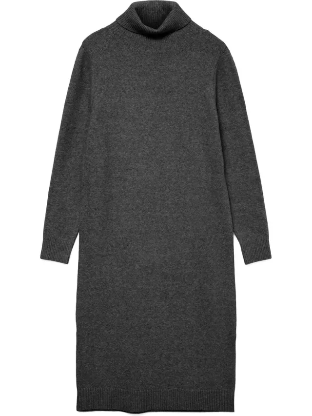 Vero Moda Gebreide jurk VMBOOM Midi-jurk Dark Grey Melange