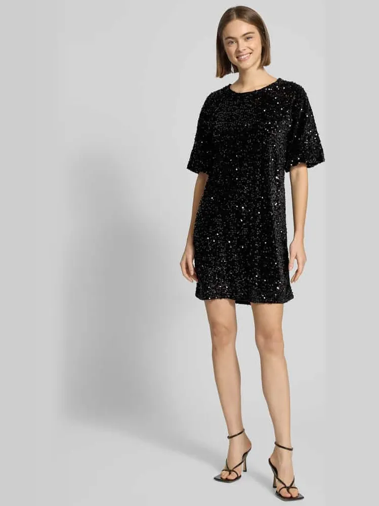 Pieces Smalle cocktailjurk met pailletten, model 'KAM' Zwart