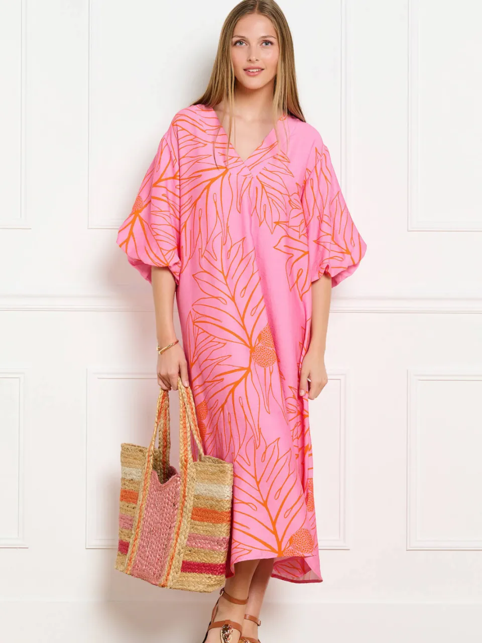 Sanny x LOLALIZA x Wehkamp maxi jurk met bloemen roze, foto 5