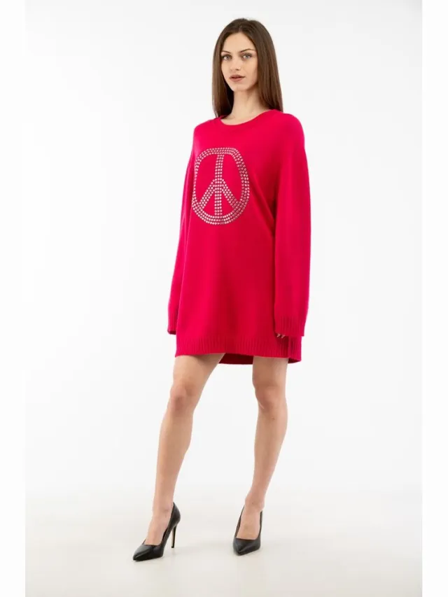 Moschino Fuchsia Wol Casual Jurk