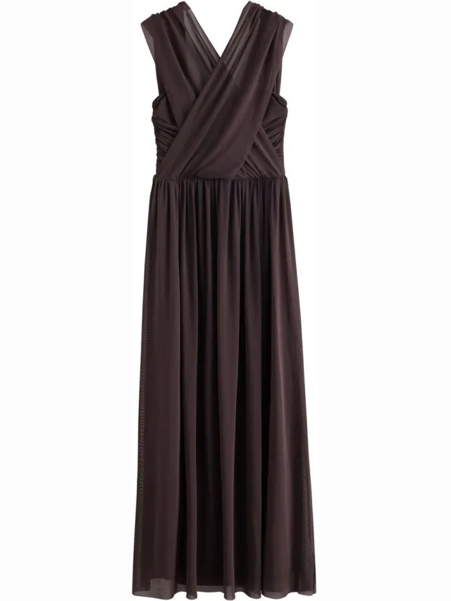 Next Dames - Mesh multiway maxi-jurk voor bruidsmeisjes en bruiloftsgasten - Bruin Chocolate Brown