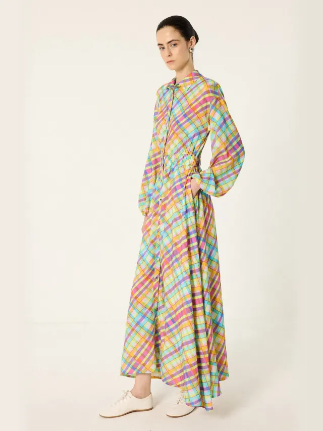 TOUCHÉ PRIVÉ Jurk met geplooide taille en patroon - Gedessineerd - Dames