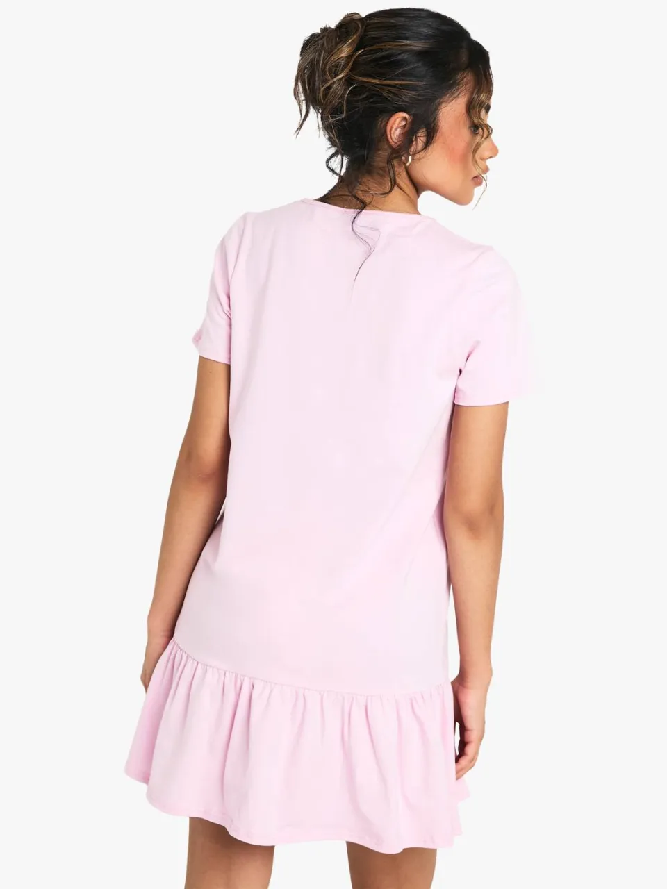 boohoo Dames Katoenen smockjurk met ruches en verlaagde zoom baby roze, foto 3