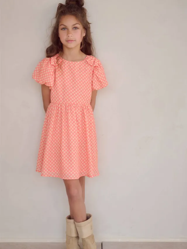 Nono midi jurk oranje Koraaloranje/geel
