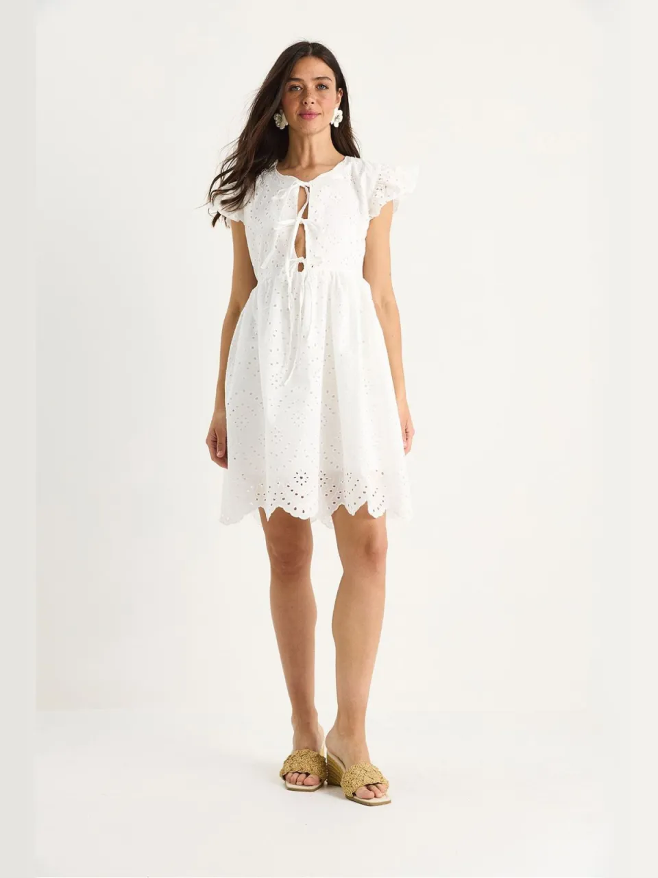 Bianco Lucci Geborduurd Mini-jurk met Strik wit, foto 2
