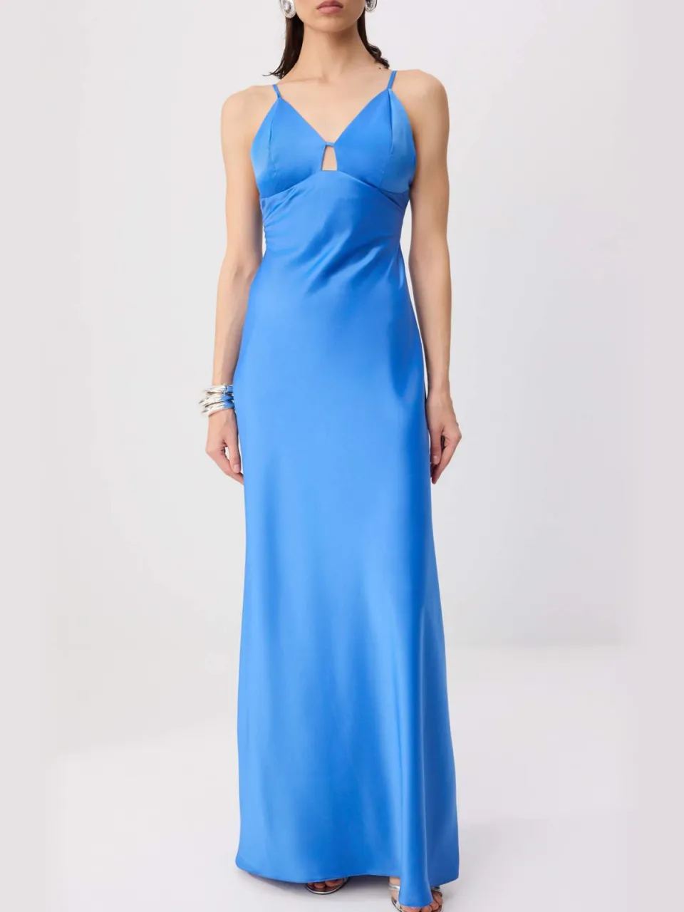 Trendyol TRENDYOLMİLLA Dames Blauw Effen Maxi Mouwloos Slip Avond & Gala Jurk, foto 2