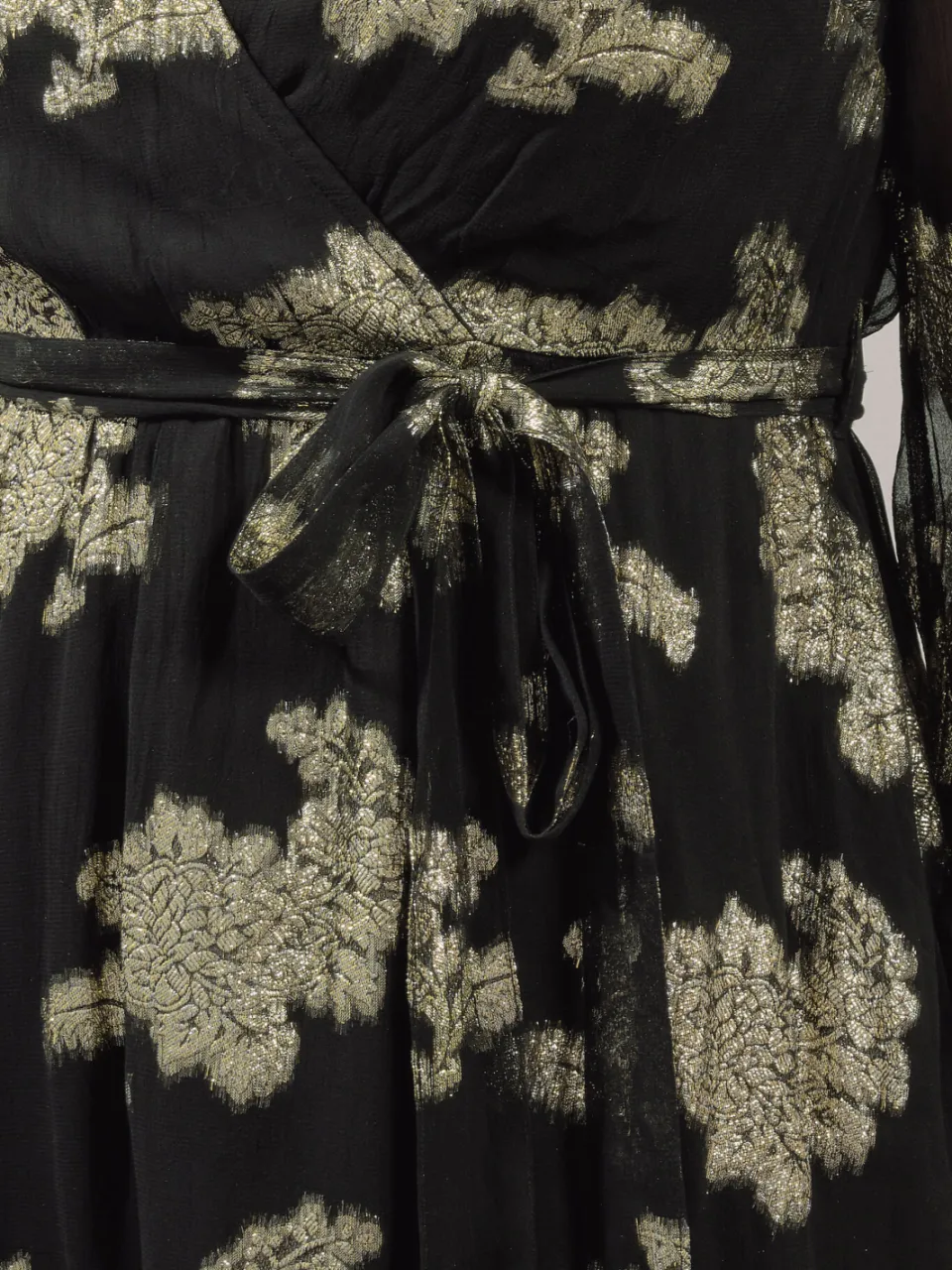 Yours Zwarte Jacquard Metallic Wikkelminijurk-64, foto 5
