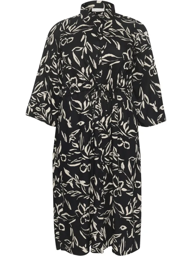 Kaffe Curve Dameshemdjurk KAFFE Curve Flora Zwart