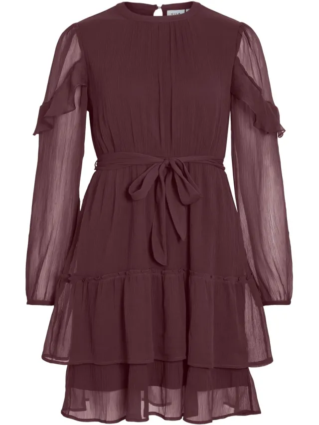 Vila VIELLY L/S FLOUNCE DRESS - NOOS - Dames - Mini jurken Port Royale