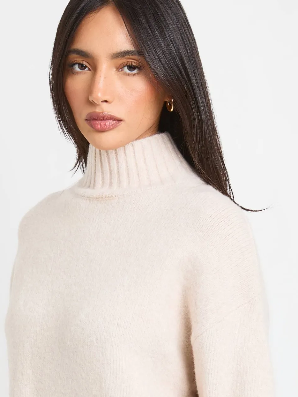 boohoo Dames Gebreide Mini-jurk Met Hoge Col steen, foto 4