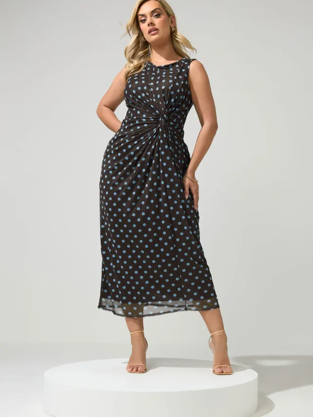 Yours London Chocoladebruine Jurk Met Stippen Brown