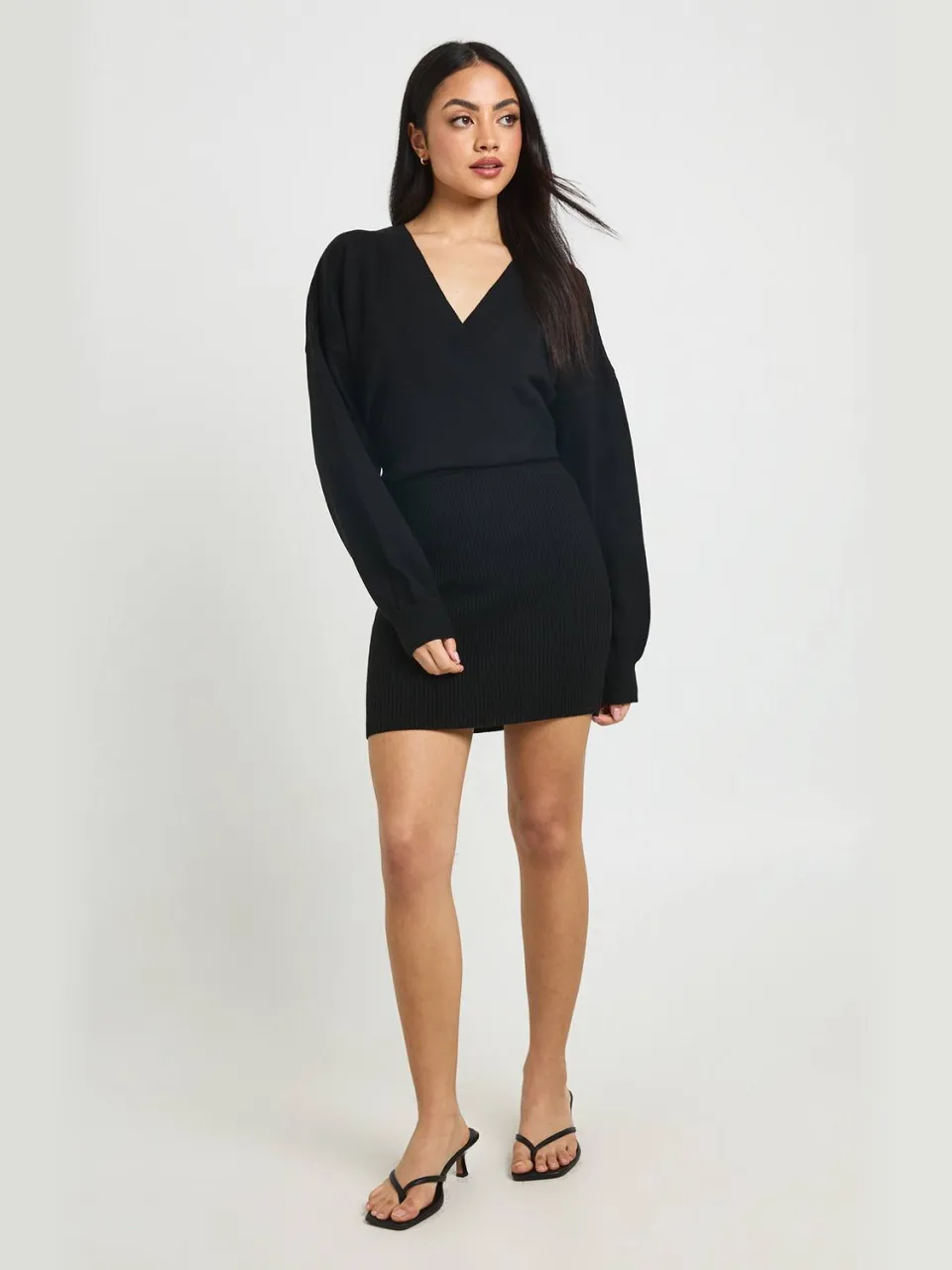 boohoo Dames Overslagjurk Mini zwart, foto 3