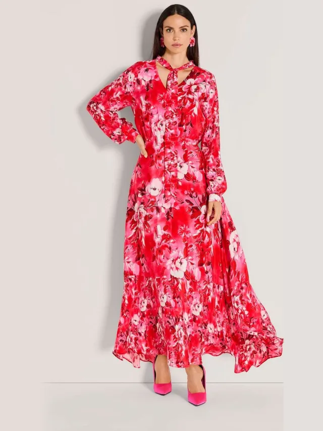 MADELEINE Jurk Maxi-jurk met bloemenprint perzik / meerkleurig