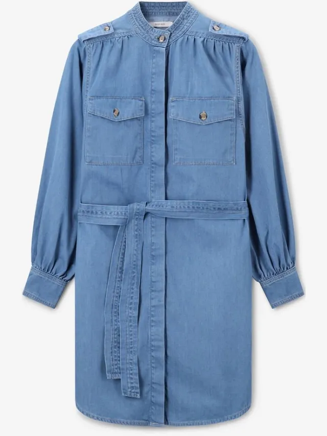 Sissy-Boy Blauwe denim midi jurk