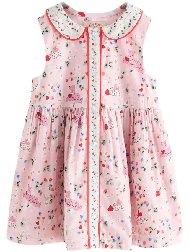 Next Meisjes - Katoenen jurk met kraag - Roze