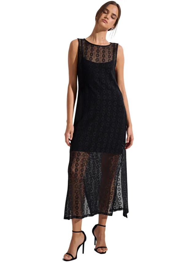 Lisca Jurk Lisca Mouwloze zomer maxi-jurk Rimini Zwart