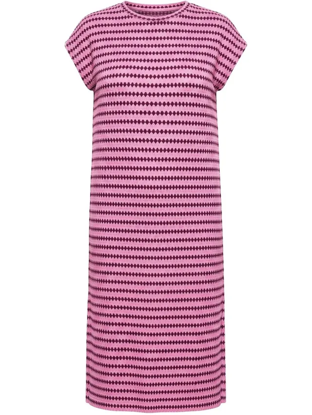 Studio Untold Dames - Midi-jurk oversized jersey structuurstrepen mouwloos - Lichtroze - Maat 50+