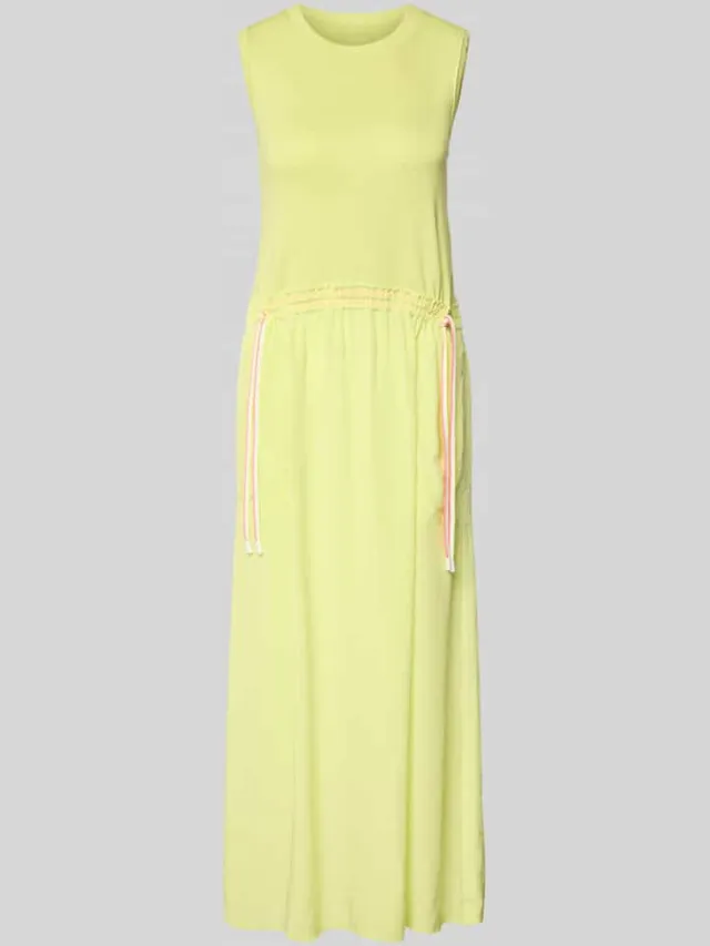 Marc Cain maxi-jurk met trekkoord bij de taille neongeel gemêleerd, foto 2