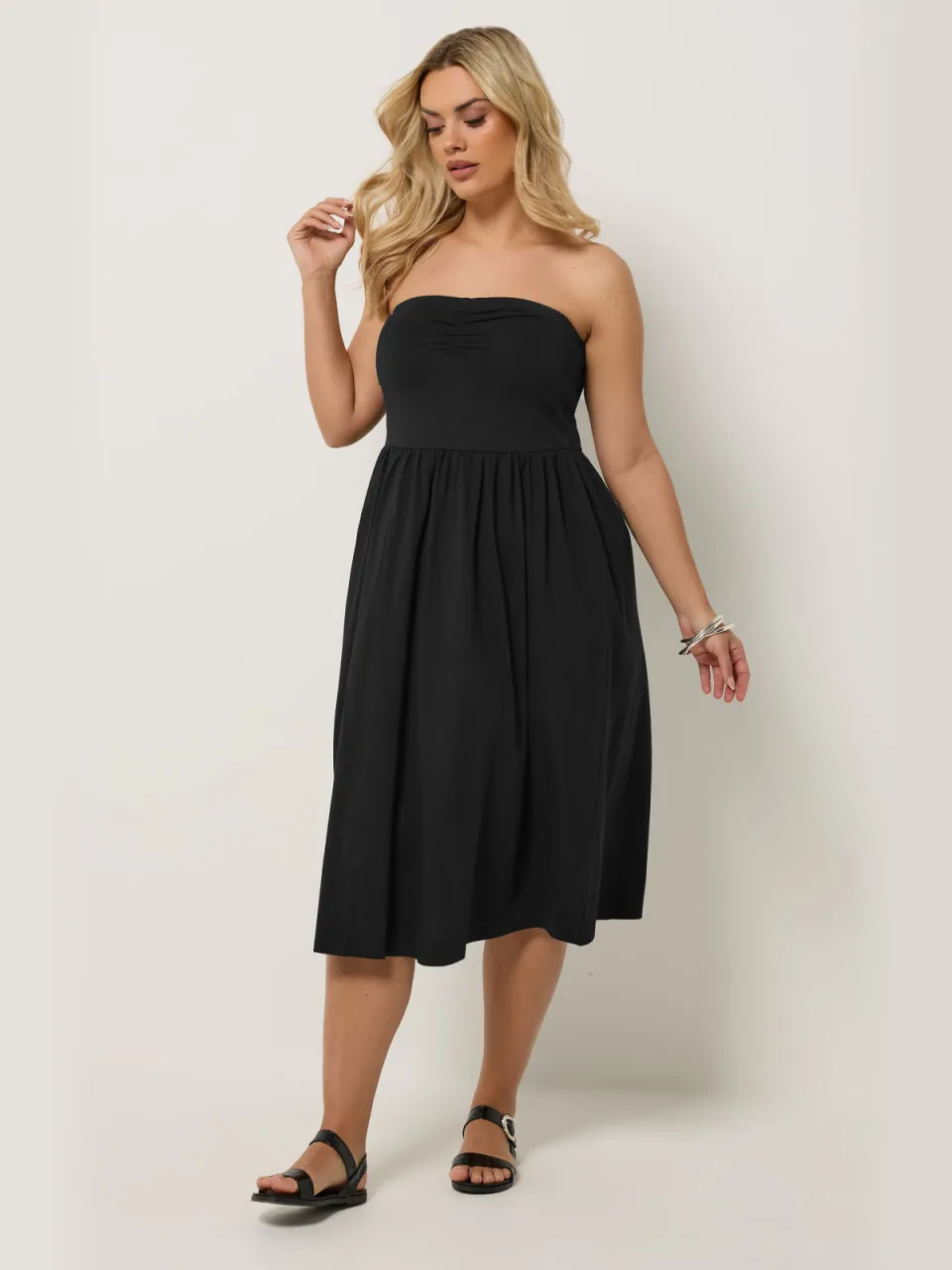 Yours Zwarte Peplum Bandeau Minijurk, foto 2